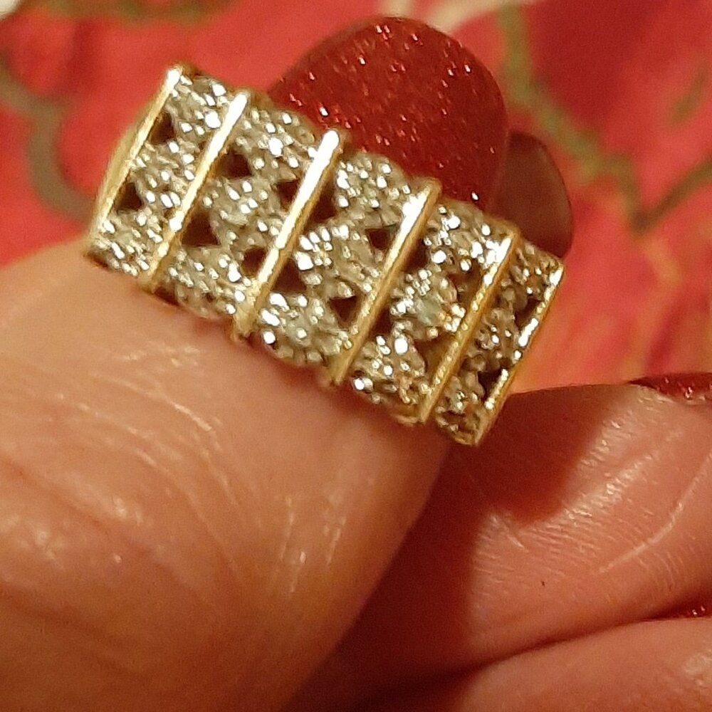 14k Gold/ Sterling Silver Diamond Ring- Sz. 6 - Picture 7 of 7